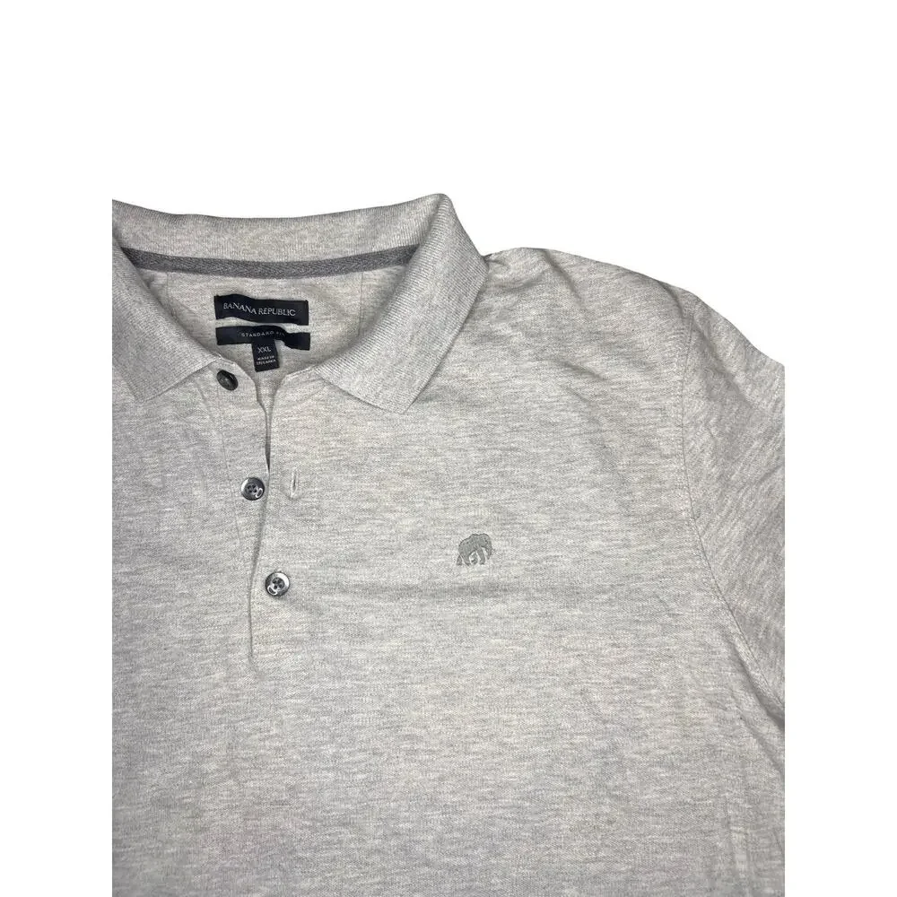 BANANA REPUBLIC Polo Shirt, Gray, Stretch, Standard Fit| Men’s: XXL